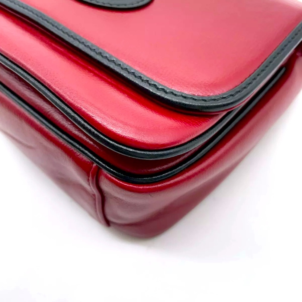 Authentic Gucci G Interlocking Leather Chain Red … - image 8